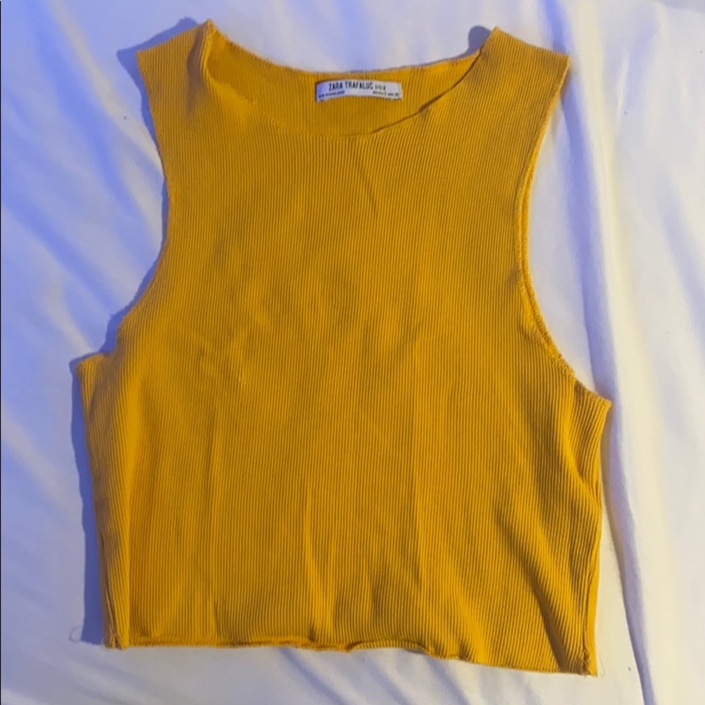 Zara Trafaluc Yellow Cropped tank top